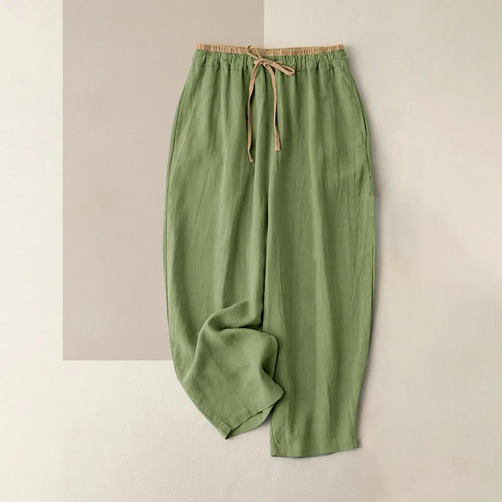 Buddha Stones Casual Solid Color Cotton Linen Drawstring Women&