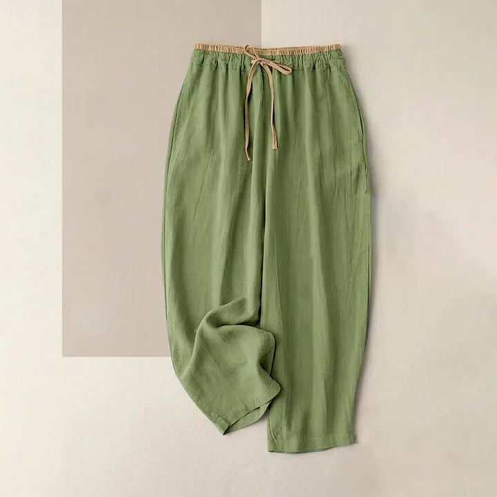 Buddha Stones Casual Solid Color Cotton Linen Drawstring Women&