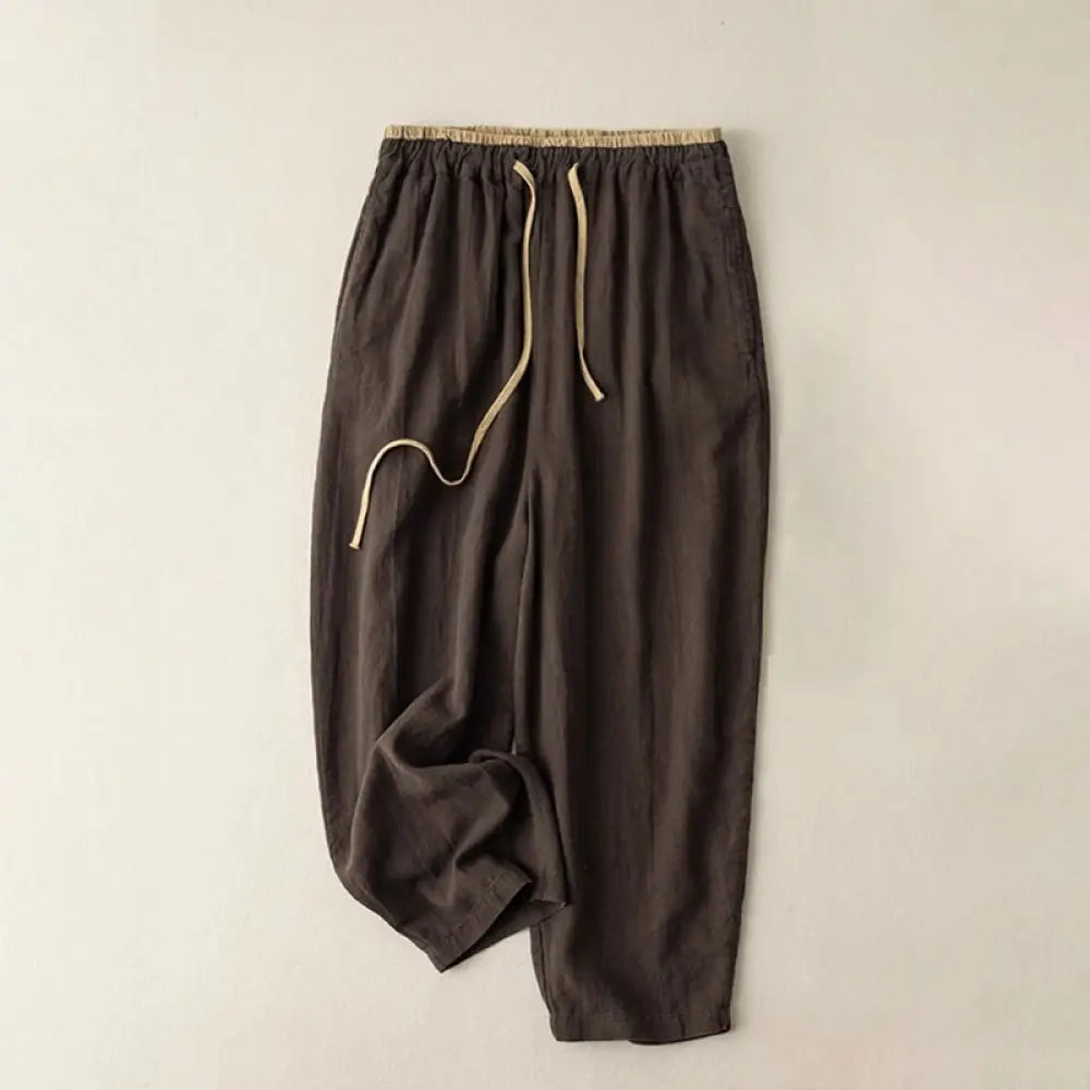 Buddha Stones Casual Solid Color Cotton Linen Drawstring Women&