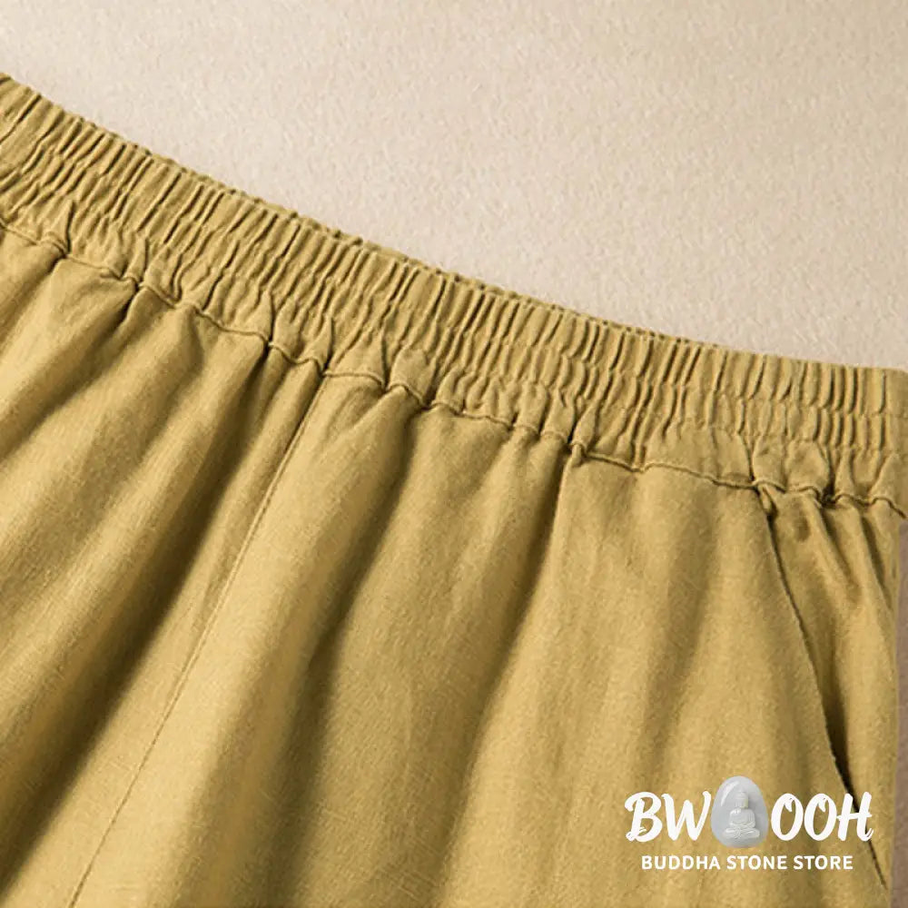 BWOOOH printed wide-leg yoga pants - Casual Solid Color Cotton Linen Women&