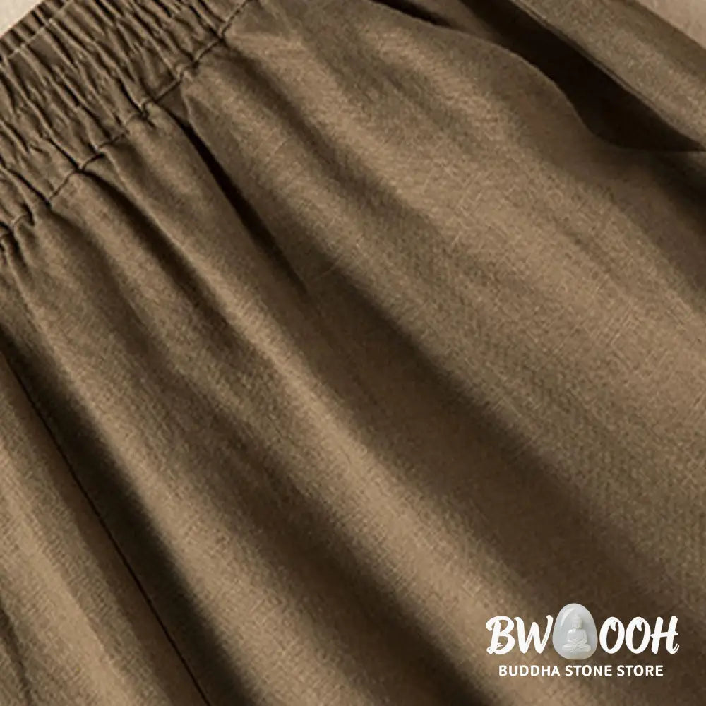 BWOOOH printed wide-leg yoga pants - Casual Solid Color Cotton Linen Women&
