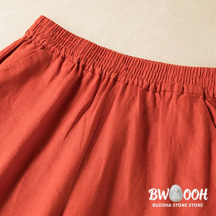 BWOOOH printed wide-leg yoga pants - Casual Solid Color Cotton Linen Women&