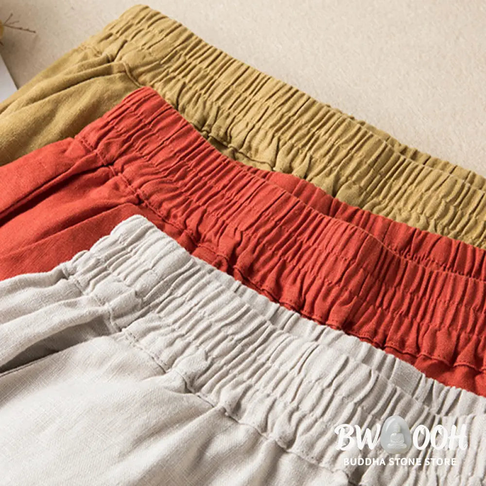 BWOOOH printed wide-leg yoga pants - Casual Solid Color Cotton Linen Women&