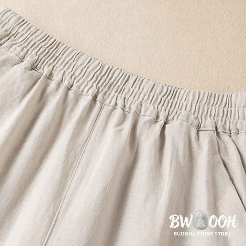 BWOOOH printed wide-leg yoga pants - Casual Solid Color Cotton Linen Women&