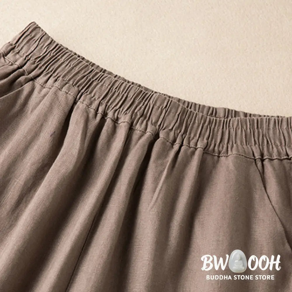 BWOOOH printed wide-leg yoga pants - Casual Solid Color Cotton Linen Women&