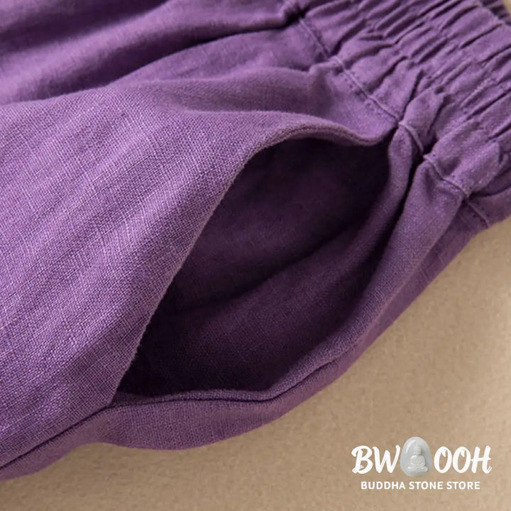 BWOOOH printed wide-leg yoga pants - Casual Solid Color Cotton Linen Women&