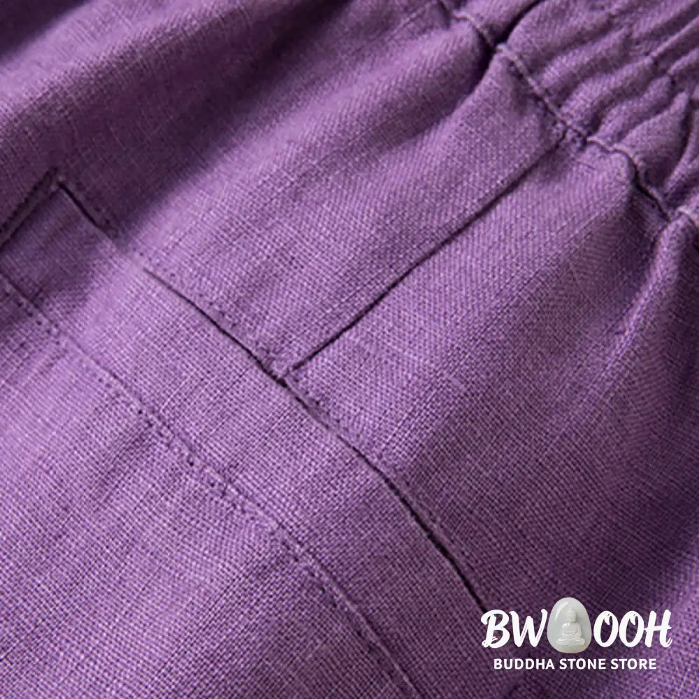 BWOOOH printed wide-leg yoga pants - Casual Solid Color Cotton Linen Women&