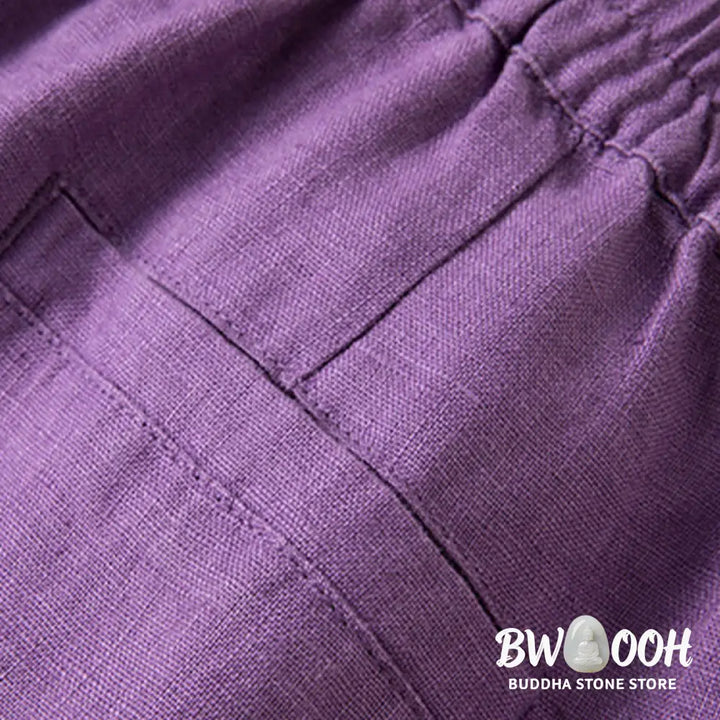 BWOOOH printed wide-leg yoga pants - Casual Solid Color Cotton Linen Women&