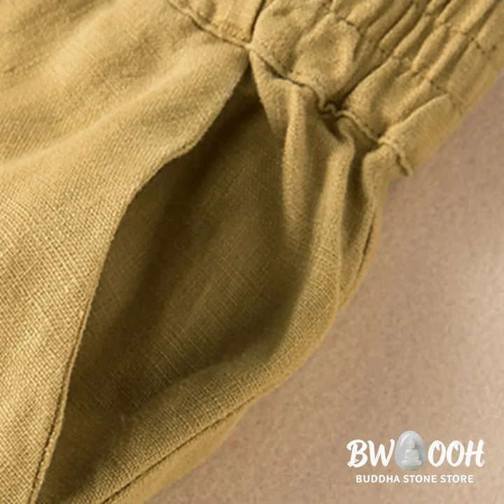 BWOOOH printed wide-leg yoga pants - Casual Solid Color Cotton Linen Women&