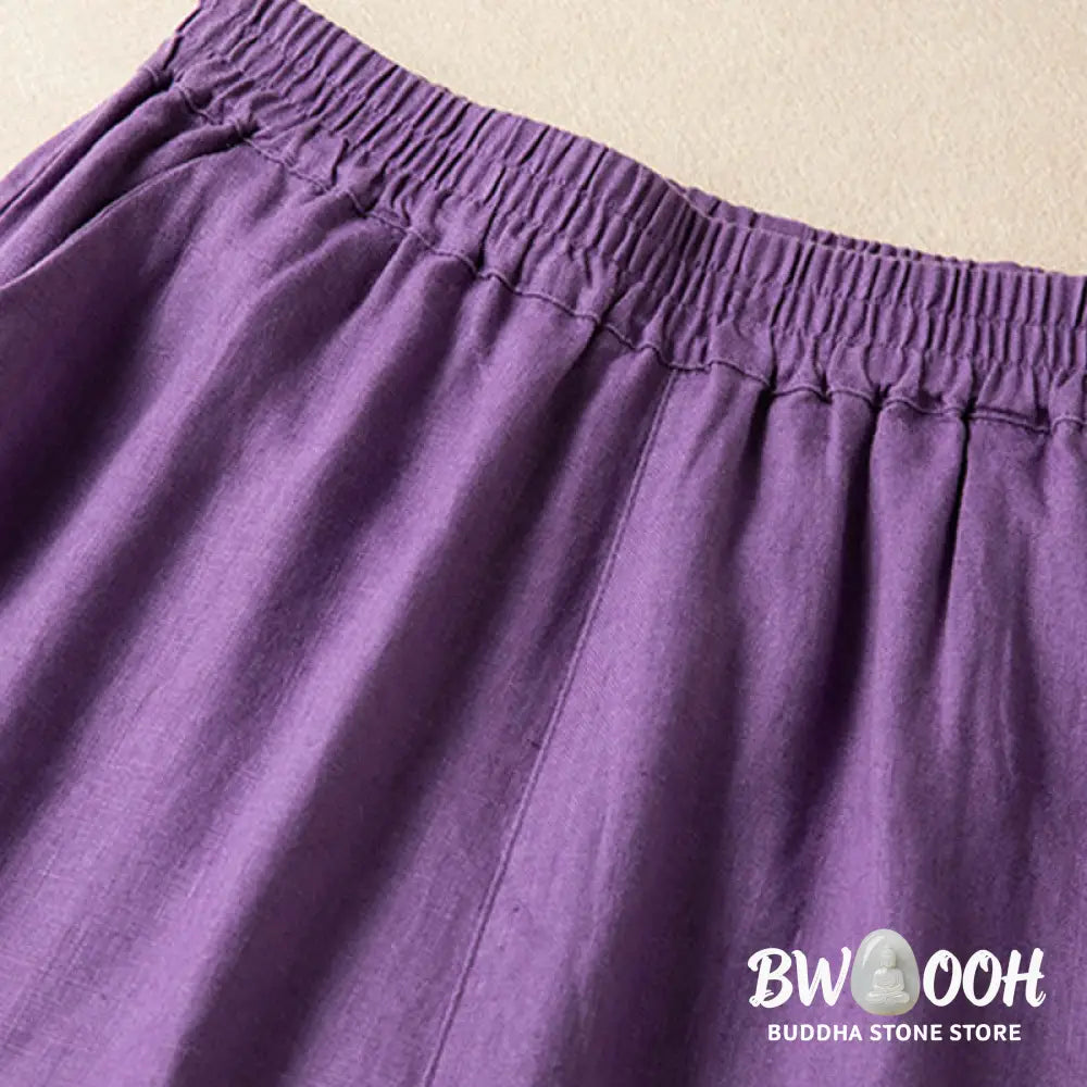 BWOOOH printed wide-leg yoga pants - Casual Solid Color Cotton Linen Women&