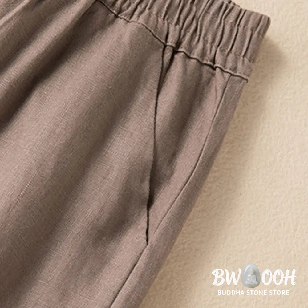 BWOOOH printed wide-leg yoga pants - Casual Solid Color Cotton Linen Women&