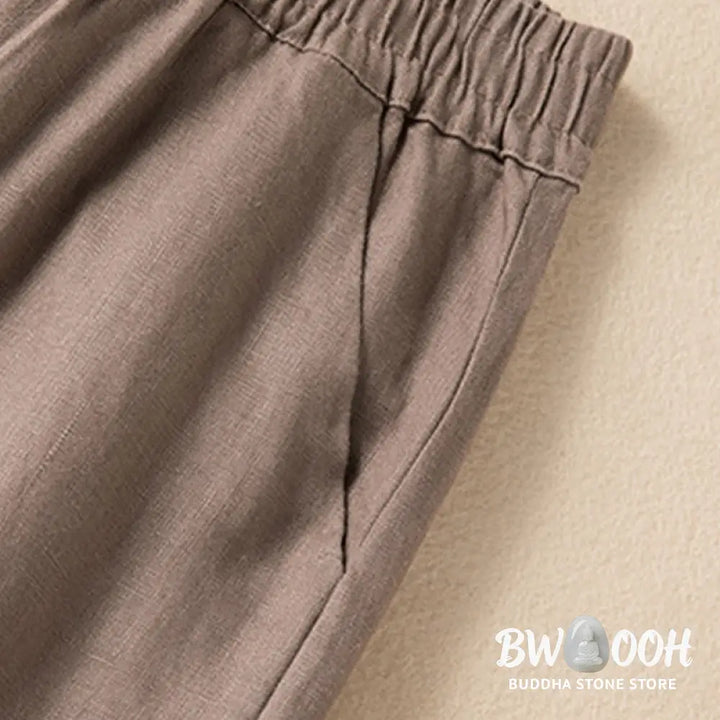 BWOOOH printed wide-leg yoga pants - Casual Solid Color Cotton Linen Women&