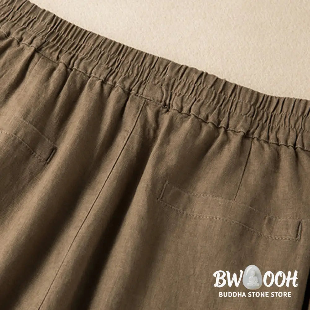 BWOOOH printed wide-leg yoga pants - Casual Solid Color Cotton Linen Women&