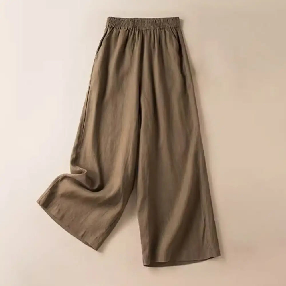 BWOOOH printed wide-leg yoga pants - Casual Solid Color Cotton Linen Women&