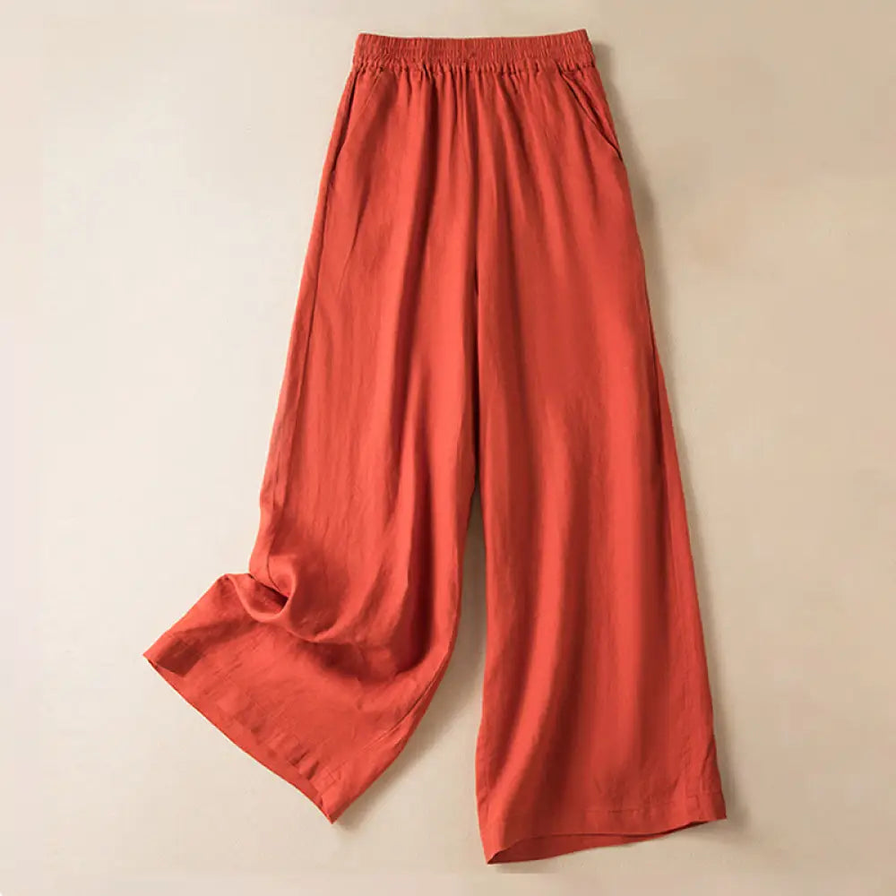 BWOOOH printed wide-leg yoga pants - Casual Solid Color Cotton Linen Women&
