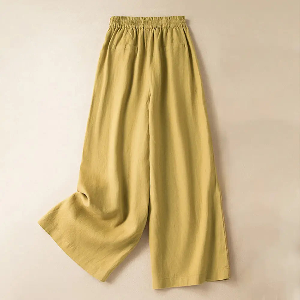 BWOOOH printed wide-leg yoga pants - Casual Solid Color Cotton Linen Women&
