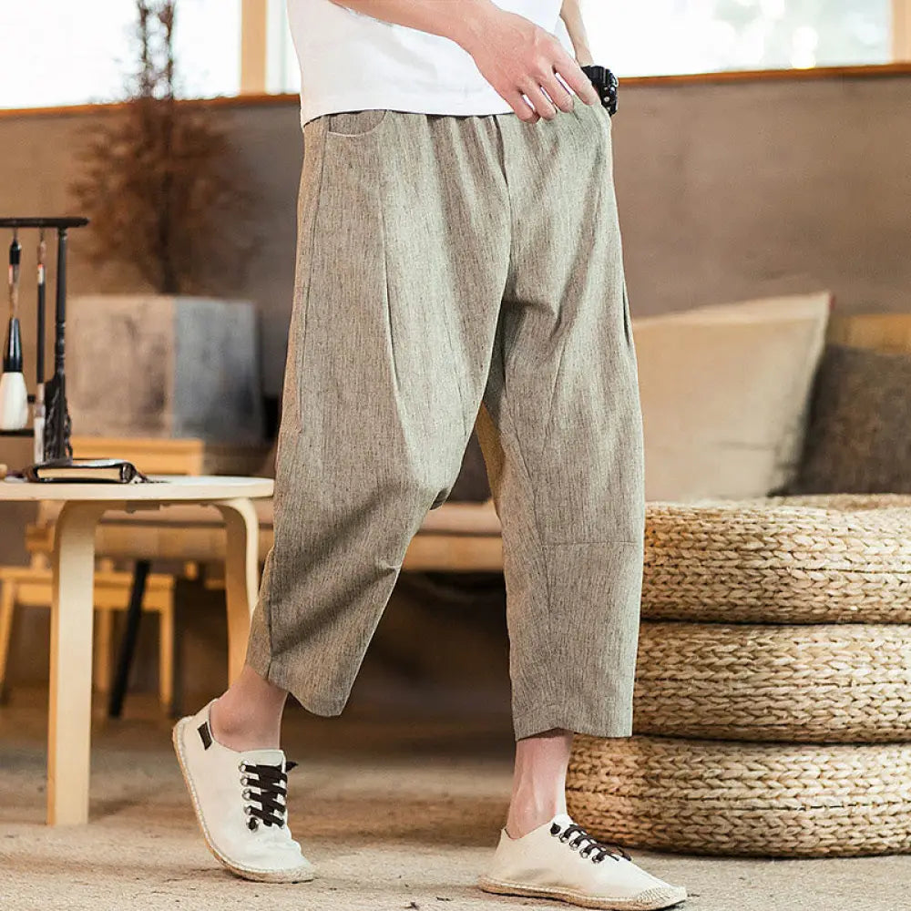 BWOOOH printed yoga pants - Casual Solid Color Drawstring Men's Elas