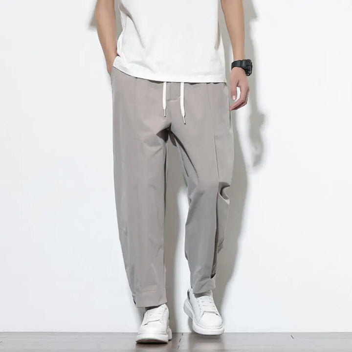 Buddha Stones Casual Solid Color Drawstring Men’s Harem Pants With Pockets - Gray / US/UK/AU36，EU46 (L) - Men’s Tapered