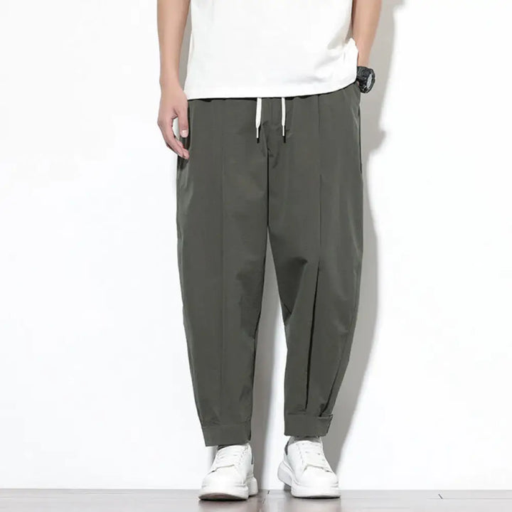 Buddha Stones Casual Solid Color Drawstring Men’s Harem Pants With Pockets - Olive / US/UK/AU36，EU46 (L) - Men’s