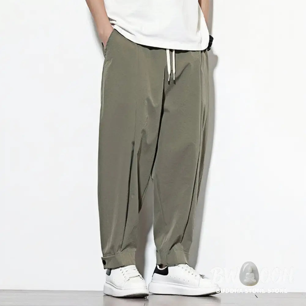 Buddha Stones Casual Solid Color Drawstring Men’s Harem Pants With Pockets - Men’s Tapered Pants