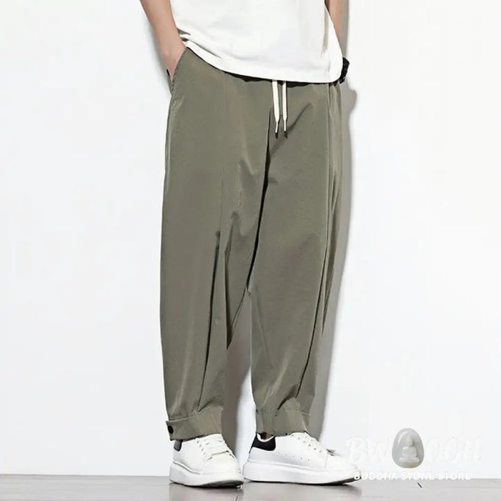 Buddha Stones Casual Solid Color Drawstring Men’s Harem Pants With Pockets - Men’s Tapered Pants