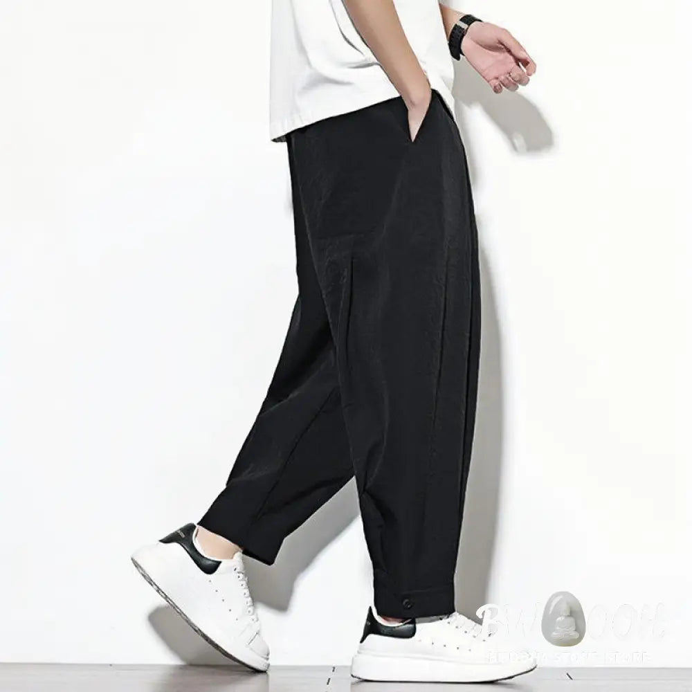 Buddha Stones Casual Solid Color Drawstring Men’s Harem Pants With Pockets - Men’s Tapered Pants