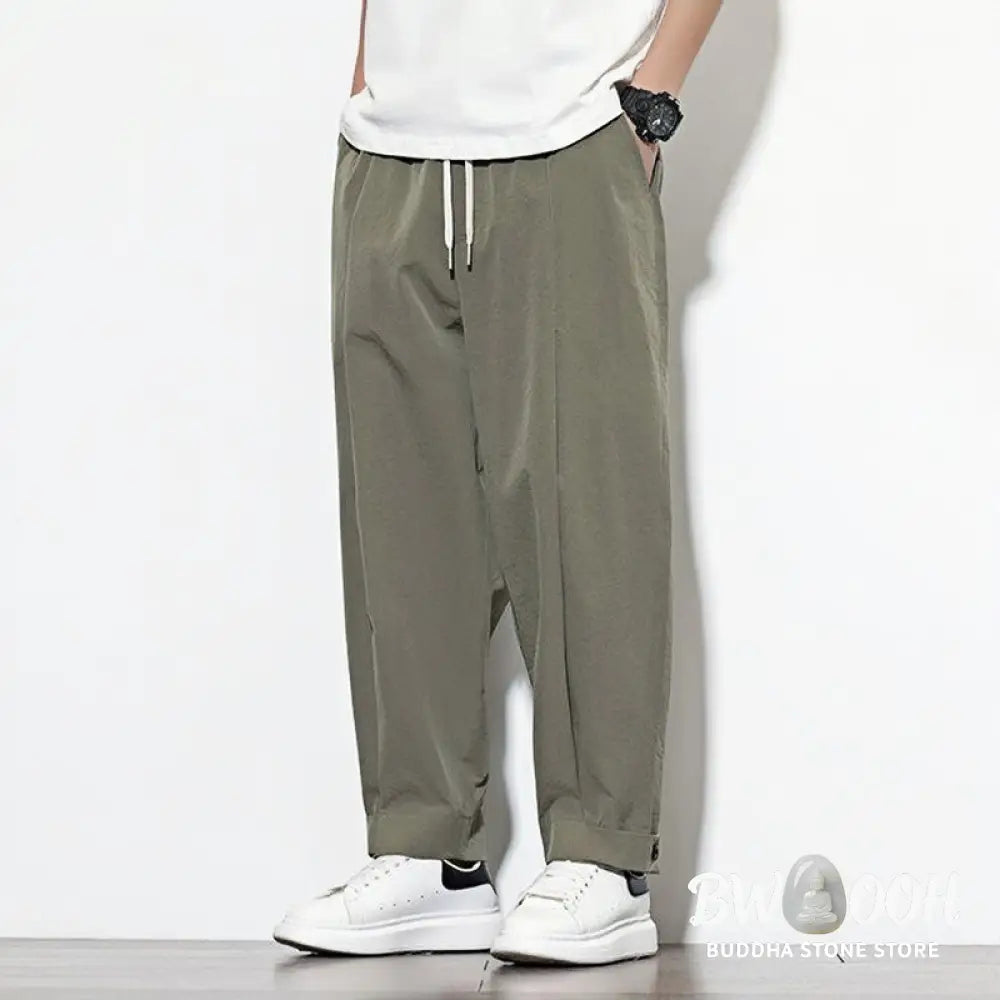 Buddha Stones Casual Solid Color Drawstring Men’s Harem Pants With Pockets - Men’s Tapered Pants