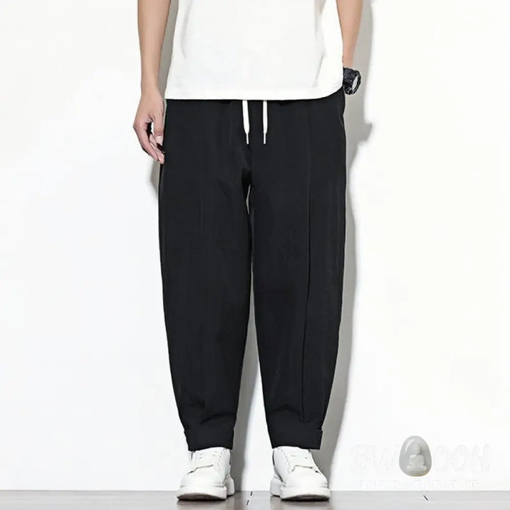 Buddha Stones Casual Solid Color Drawstring Men’s Harem Pants With Pockets - Men’s Tapered Pants