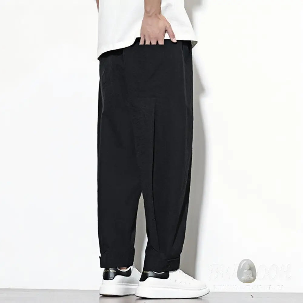 Buddha Stones Casual Solid Color Drawstring Men’s Harem Pants With Pockets - Men’s Tapered Pants