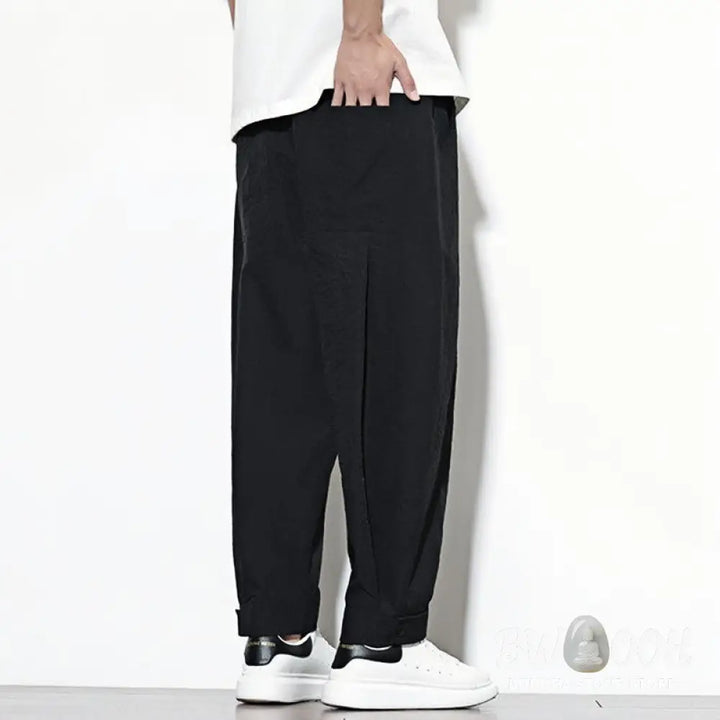 Buddha Stones Casual Solid Color Drawstring Men’s Harem Pants With Pockets - Men’s Tapered Pants