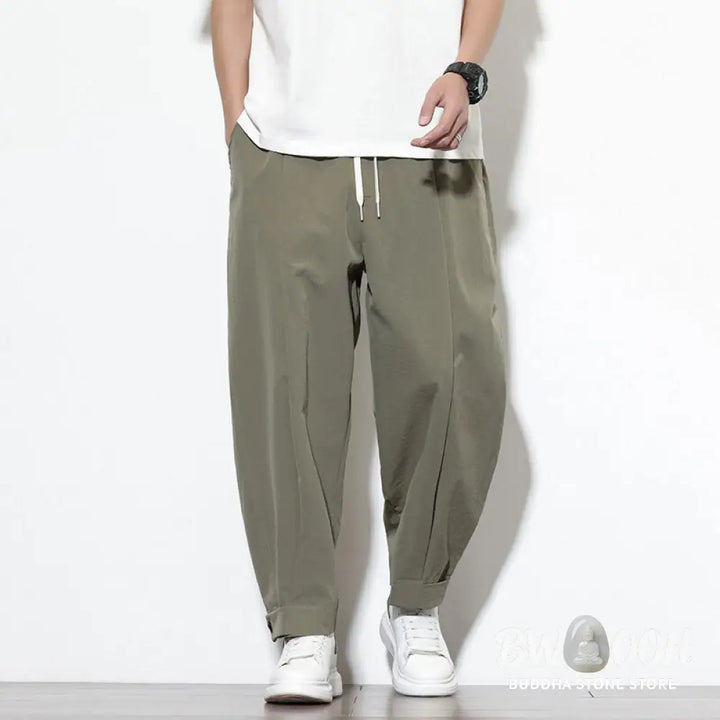 Buddha Stones Casual Solid Color Drawstring Men’s Harem Pants With Pockets - Men’s Tapered Pants