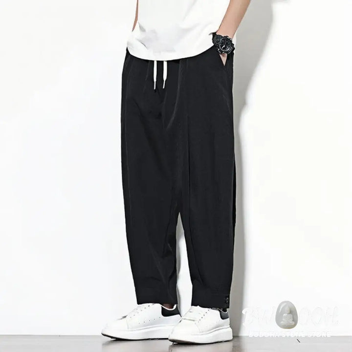 Buddha Stones Casual Solid Color Drawstring Men’s Harem Pants With Pockets - Men’s Tapered Pants