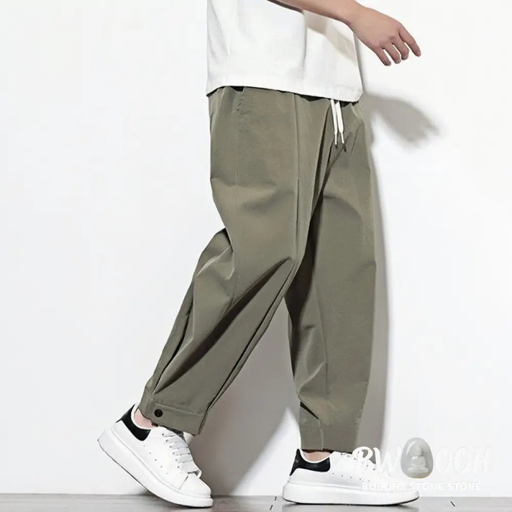 Buddha Stones Casual Solid Color Drawstring Men’s Harem Pants With Pockets - Men’s Tapered Pants