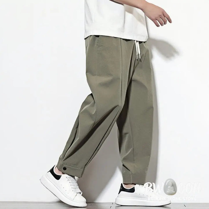 Buddha Stones Casual Solid Color Drawstring Men’s Harem Pants With Pockets - Men’s Tapered Pants