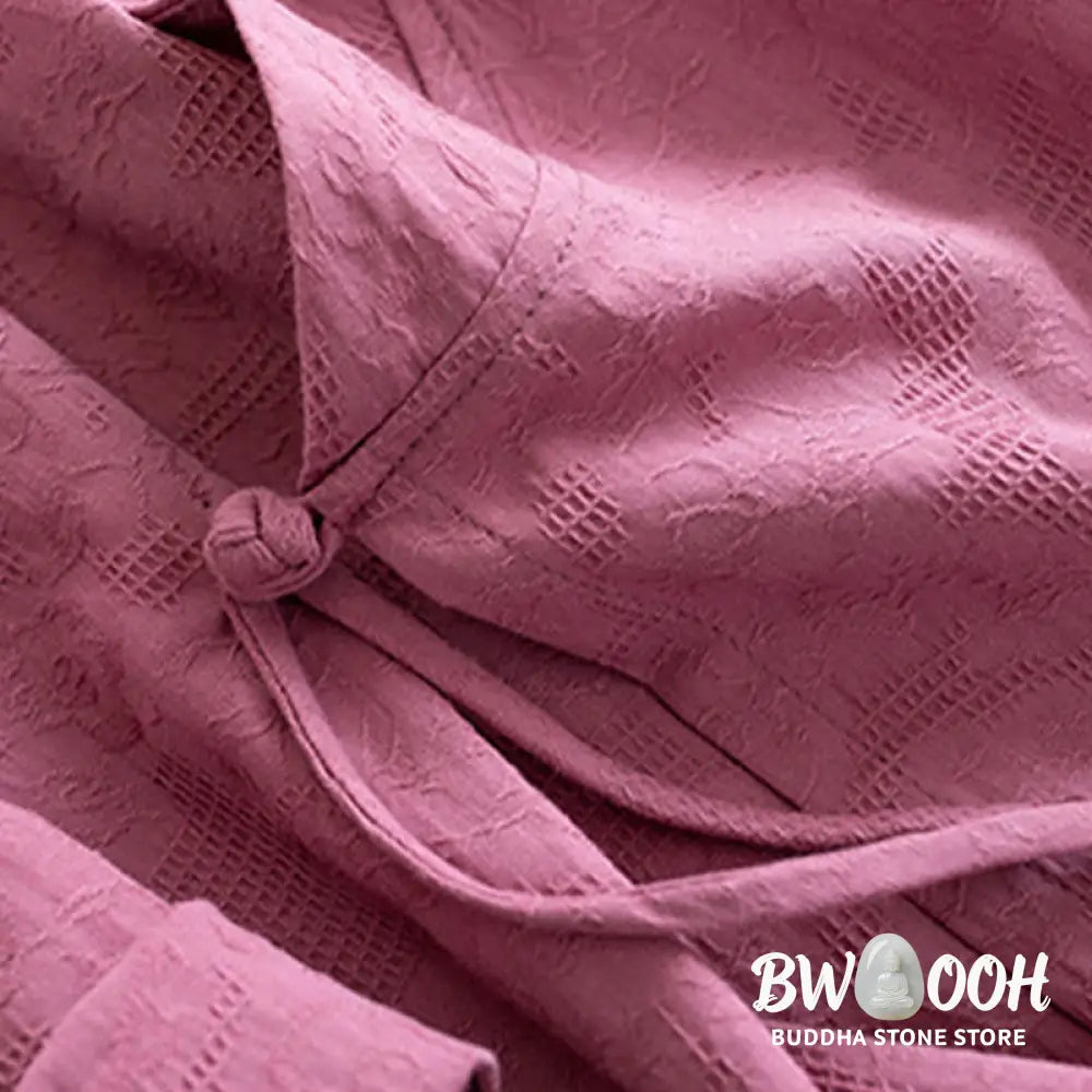Buddha Stones Casual Solid Color Frog Button Long Sleeve Zen Cotton Linen Women’s Shirt - Women’s Shirts