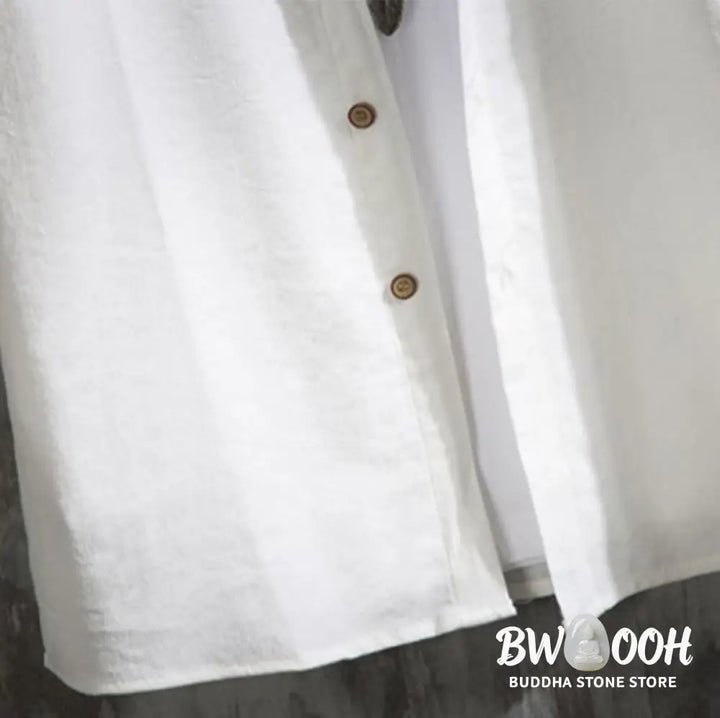 Buddha Stones Casual Solid Color Front Button Three Quarter Sleeves Men’s Shirt - Men’s Shirts