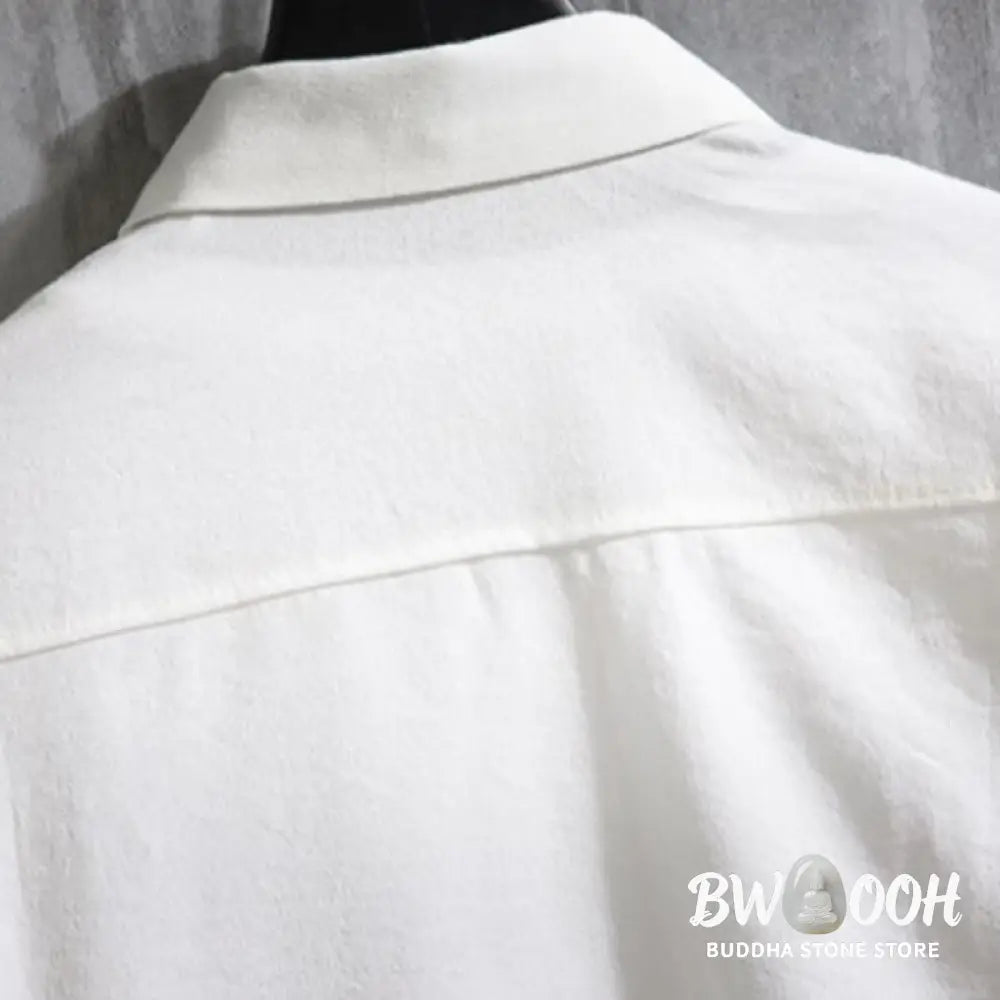 Buddha Stones Casual Solid Color Front Button Three Quarter Sleeves Men’s Shirt - Men’s Shirts