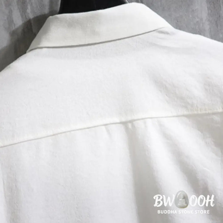 Buddha Stones Casual Solid Color Front Button Three Quarter Sleeves Men’s Shirt - Men’s Shirts