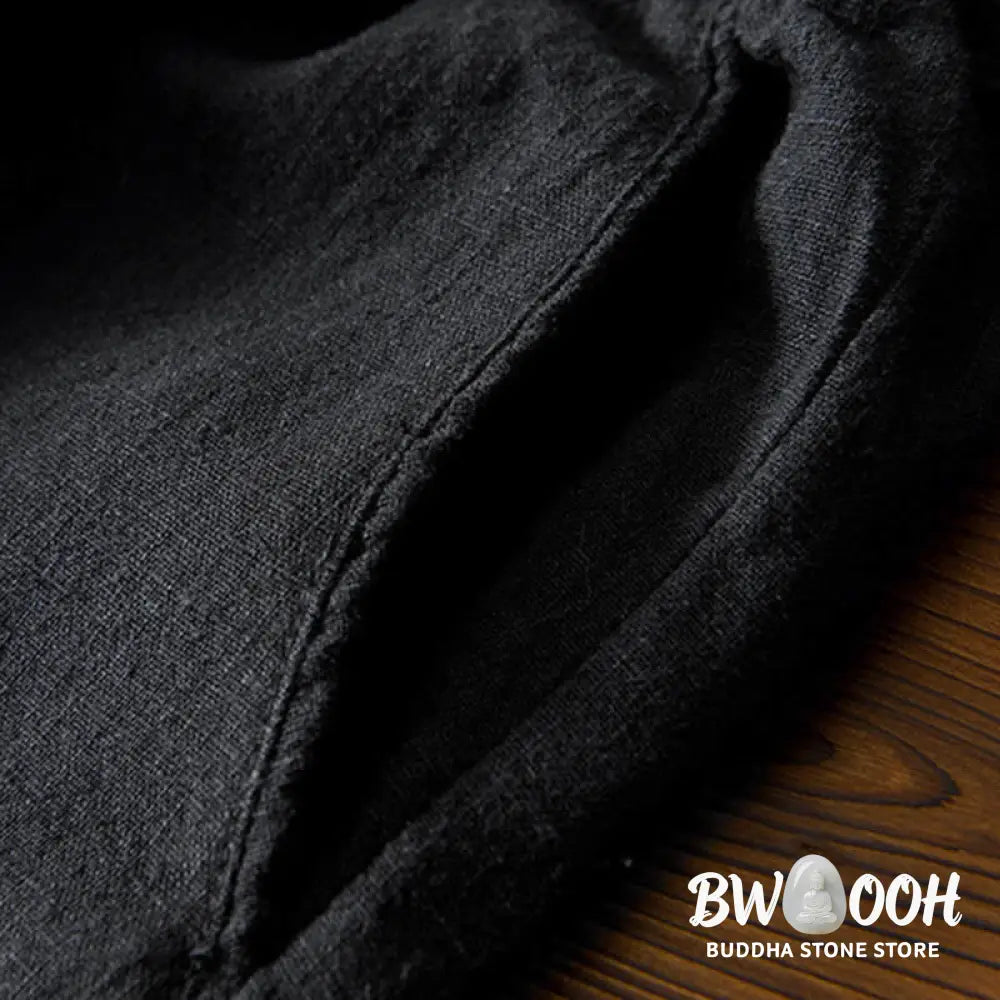 Buddha Stones Casual Solid Color Simple Design Drawstring Ramie Linen Men’s Pants With Pockets - Men’s Pants