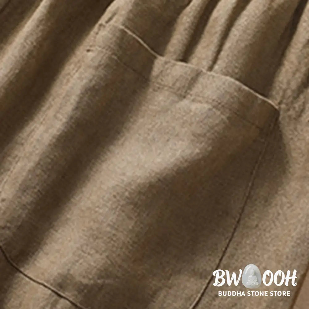 Buddha Stones Casual Solid Color Turn Up Cuff Belt Cotton Linen Women’s Shorts With Pockets - Women’s Shorts