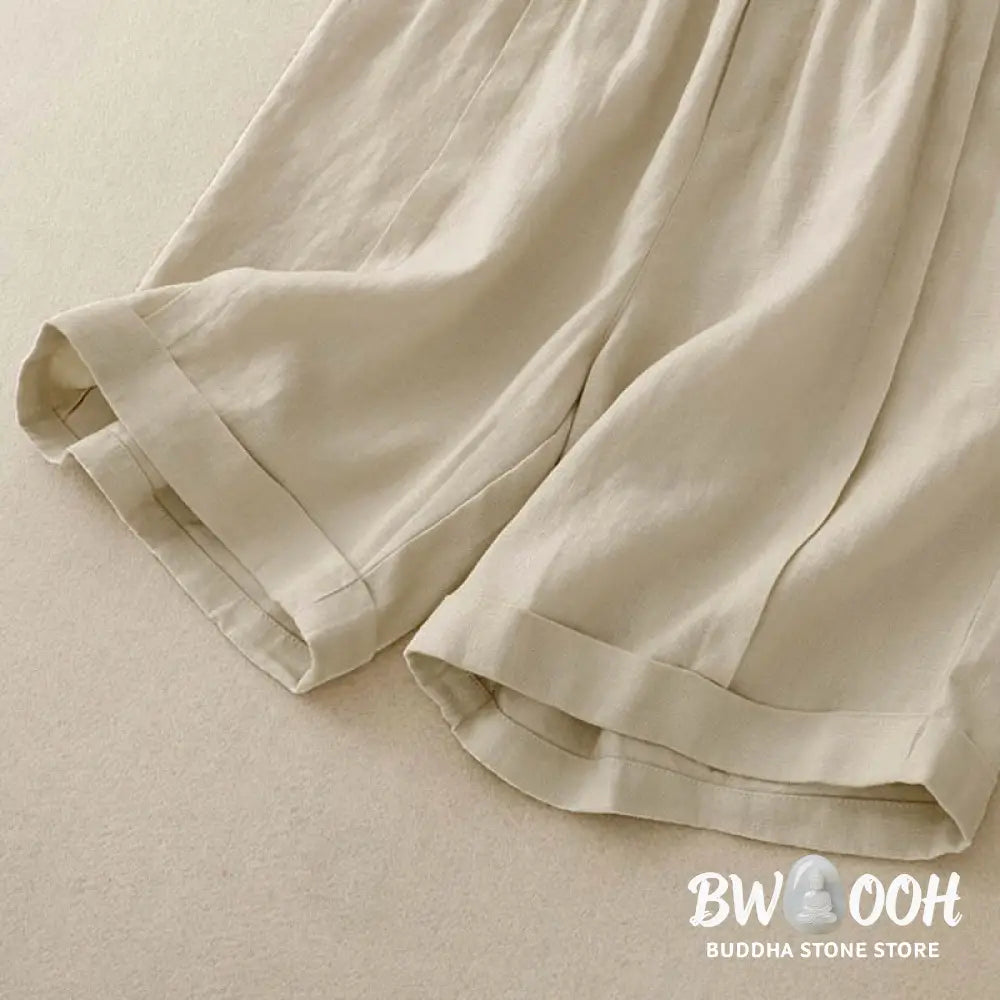 Buddha Stones Casual Solid Color Women’s Cotton Shorts With Pockets - Women’s Shorts