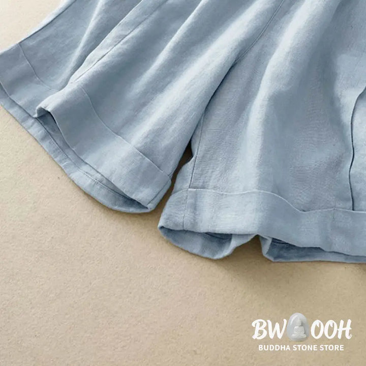 Buddha Stones Casual Solid Color Women’s Cotton Shorts With Pockets - Women’s Shorts