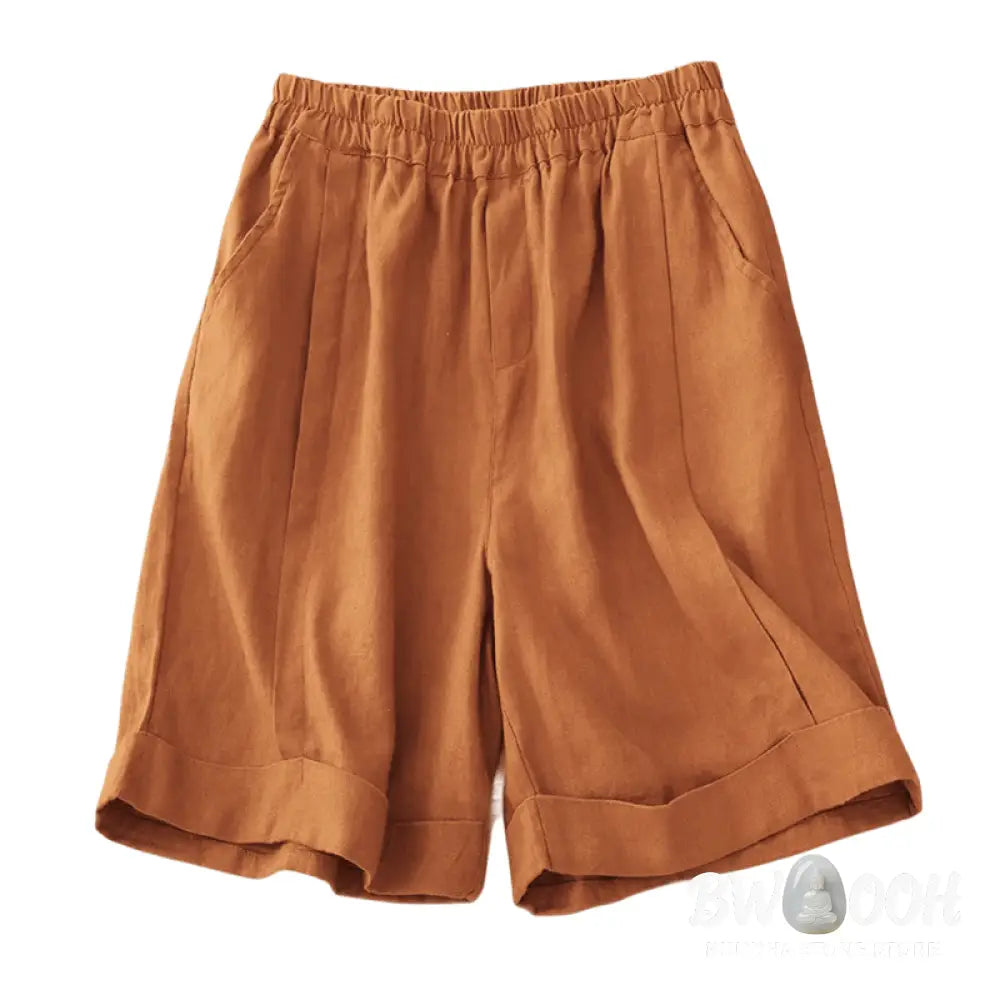 Buddha Stones Casual Solid Color Women’s Cotton Shorts With Pockets - Women’s Shorts