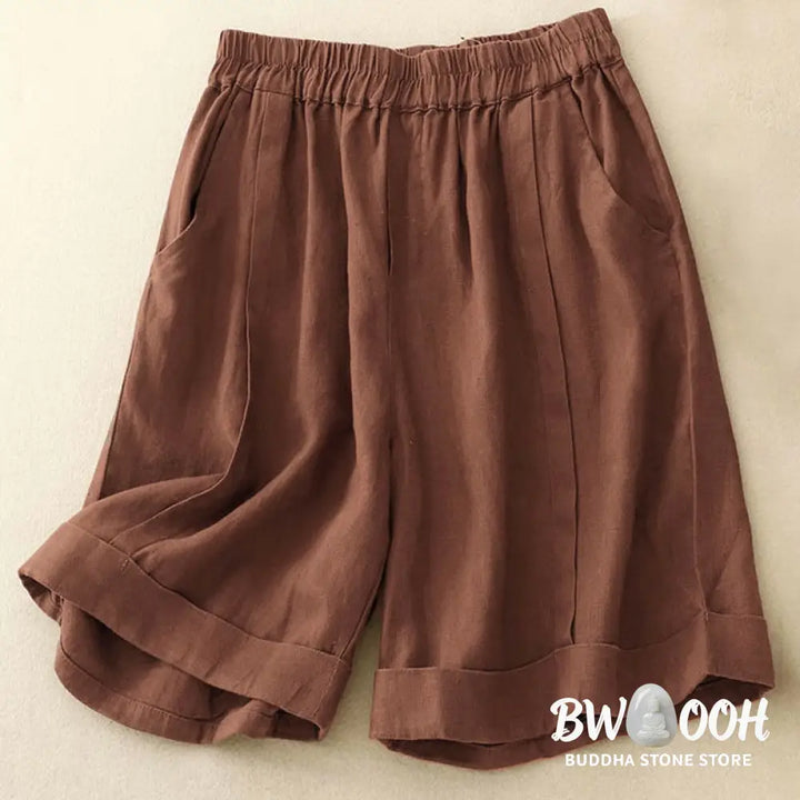 Buddha Stones Casual Solid Color Women’s Cotton Shorts With Pockets - Women’s Shorts