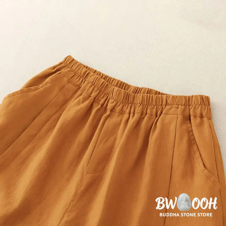 Buddha Stones Casual Solid Color Women’s Cotton Shorts With Pockets - Women’s Shorts