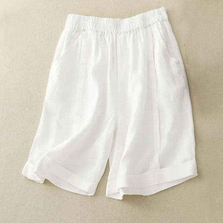 Buddha Stones Casual Solid Color Women’s Cotton Shorts With Pockets - White / US0，UK/AU4，EU32 (M) - Women’s Shorts