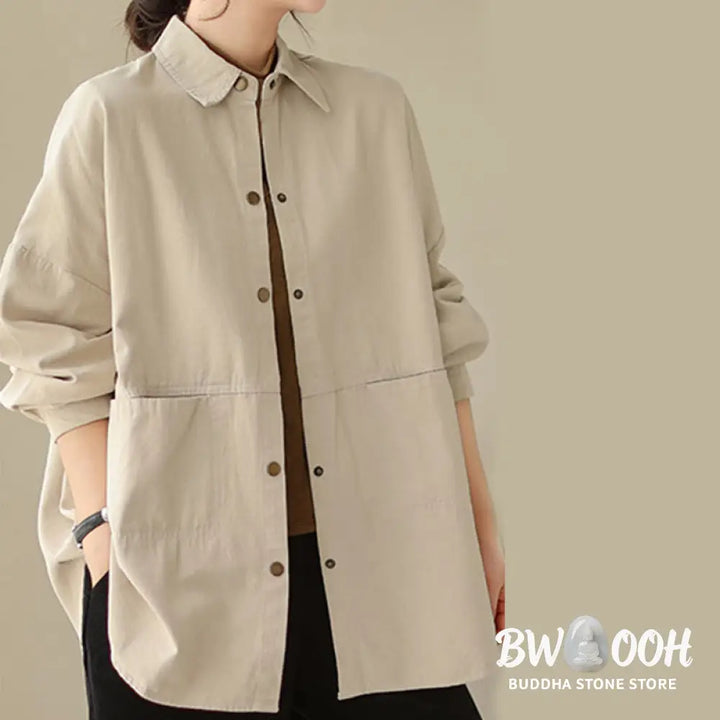 Buddha Stones Casual Solid Color Women’s Long Sleeve Jacket With Pockets - Women’s Jacket