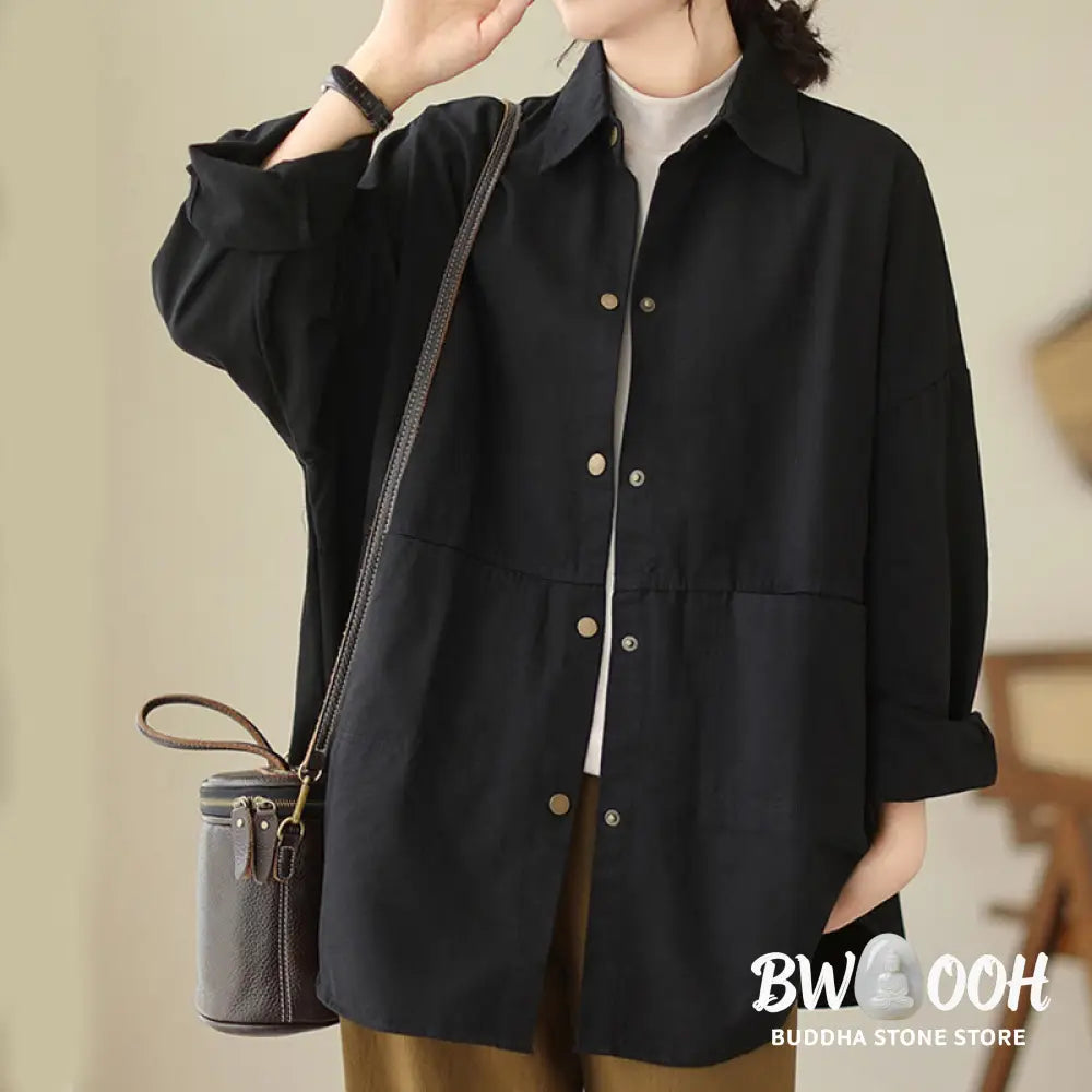 Buddha Stones Casual Solid Color Women’s Long Sleeve Jacket With Pockets - Women’s Jacket
