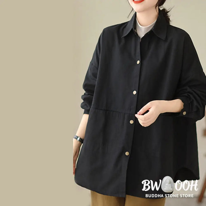 Buddha Stones Casual Solid Color Women’s Long Sleeve Jacket With Pockets - Women’s Jacket