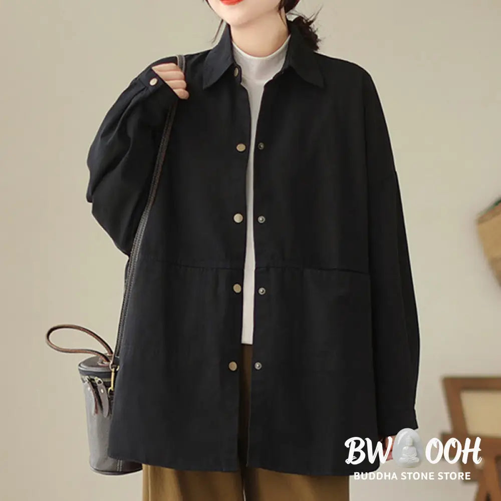 Buddha Stones Casual Solid Color Women’s Long Sleeve Jacket With Pockets - Women’s Jacket